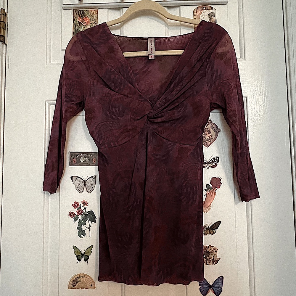 Purple V Neck Ruched Blouse | Whimsigoth Grunge Fairycore 90s Y2K